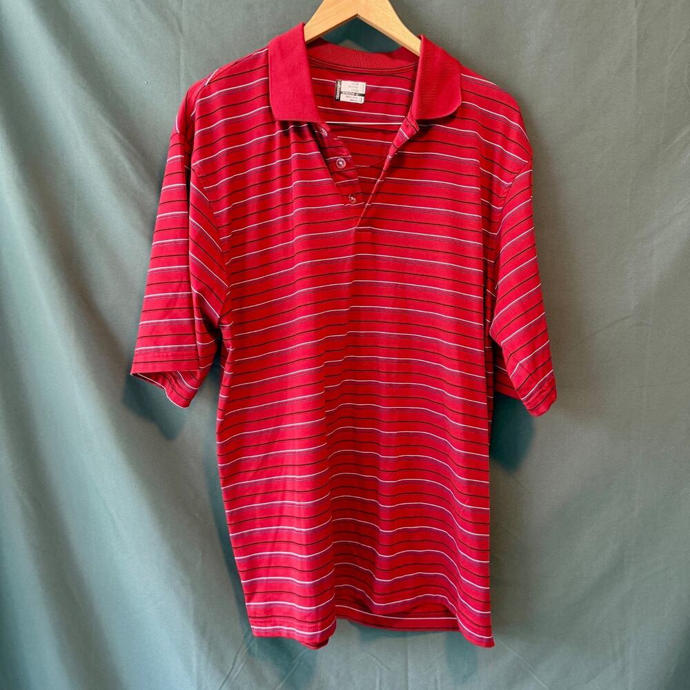 Slazenger Men’s Red Striped Golf Polo Shirt Size L Stretch UV Protection